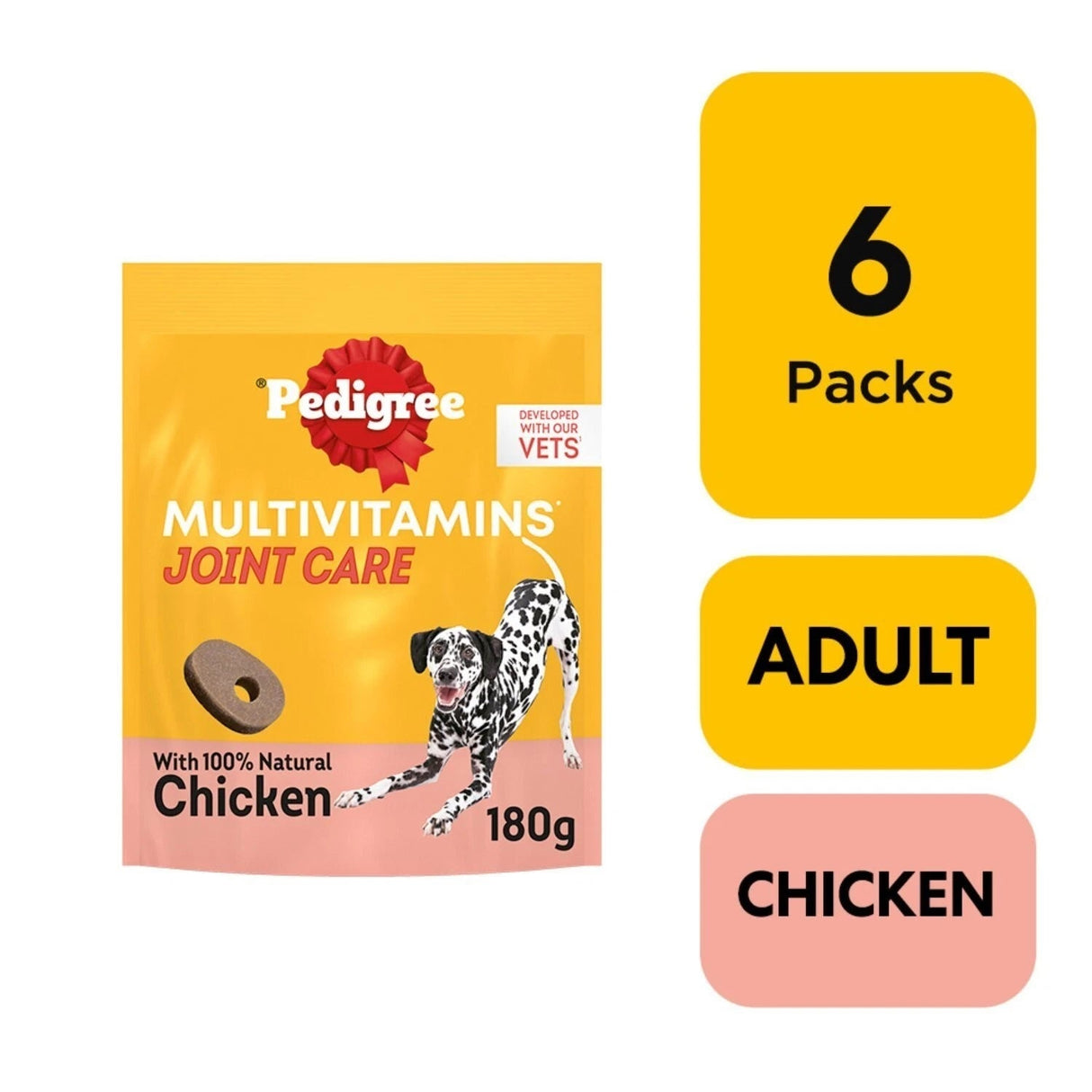 Pedigree Multivitamins Joint Care Soft Dog Chews - 6 x 180g Packs, Pedigree,