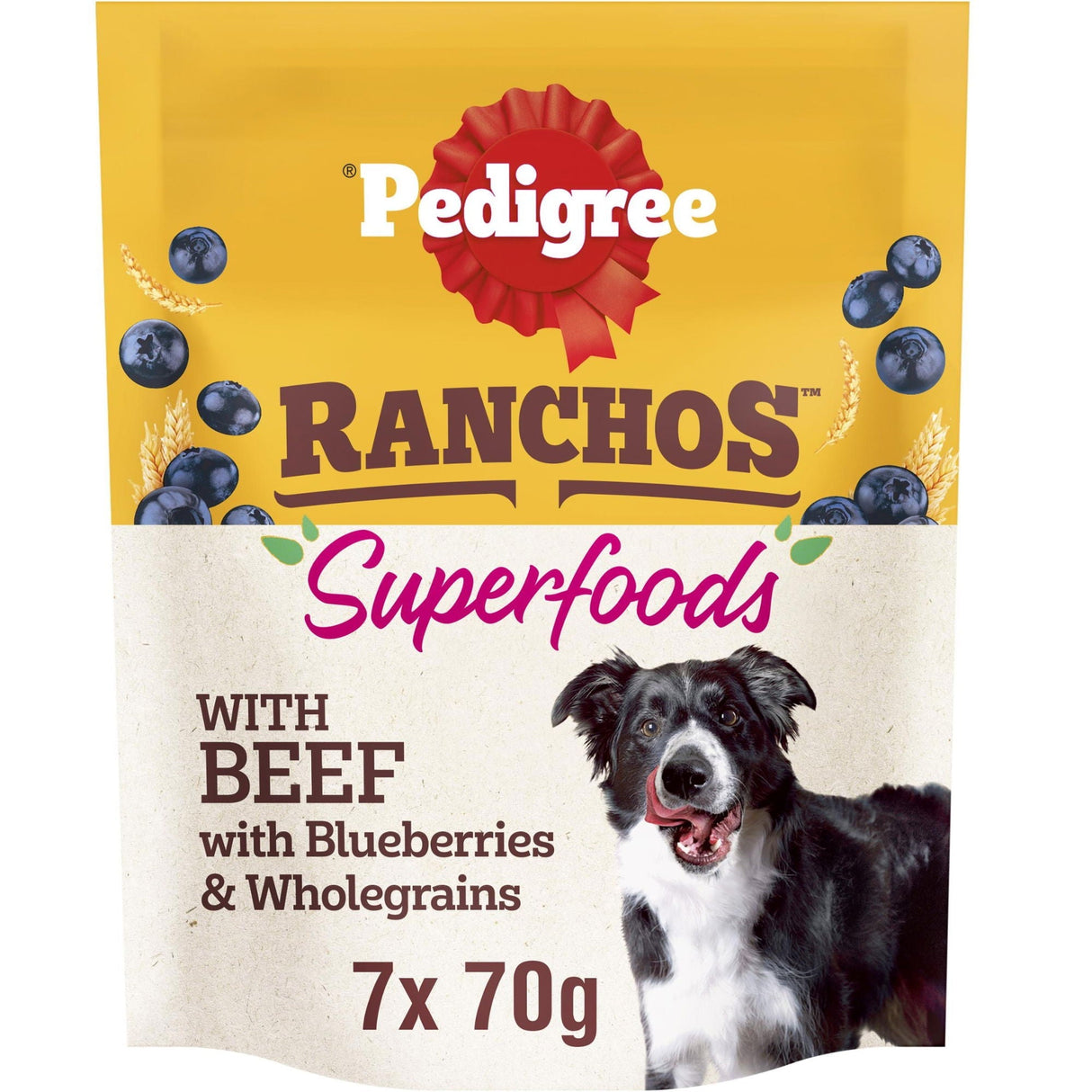 Pedigree Ranchos Superfoods Dog Treats - 7 Pack x 70g, Pedigree, Beef