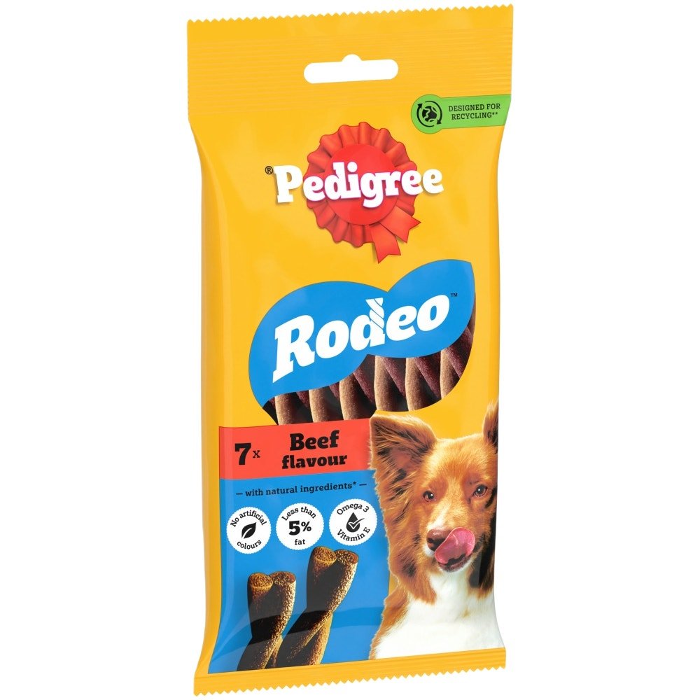 Pedigree Rodeo Dog Treats with Beef - 12 x 123g Packs, Pedigree,