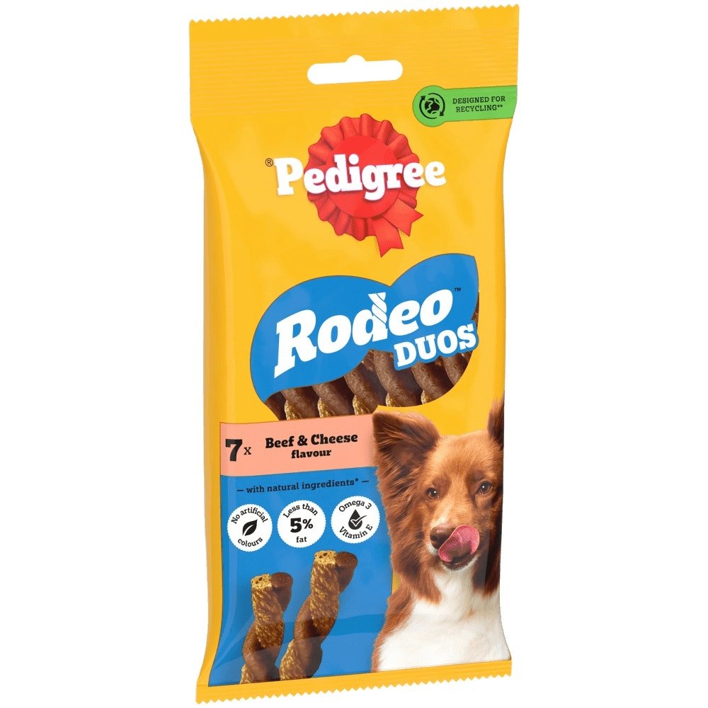 Pedigree Rodeo Duos Beef & Cheese Adult Dog Treats - 10 x 123g Bags, Pedigree,