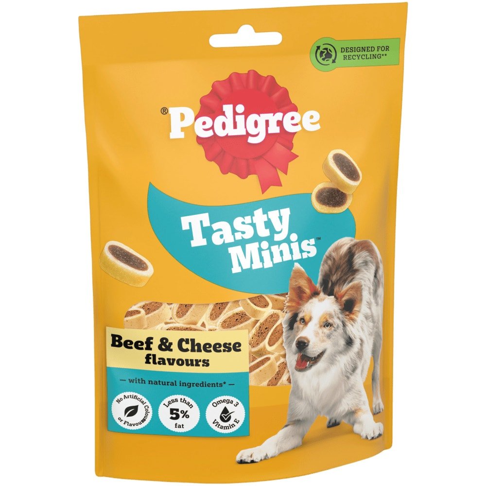 Pedigree Tasty Minis Beef & Cheese Adult Dog Nibbles - 8 x 140g, Pedigree,