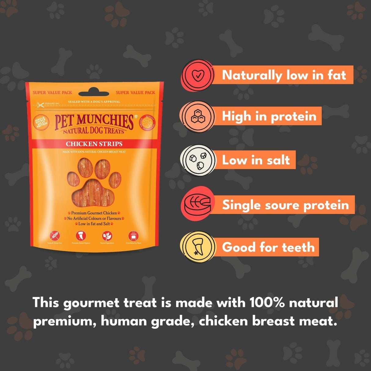 Pet Munchies Chicken Strips Treats for Dogs - 3 x 320g, Pet Munchies,