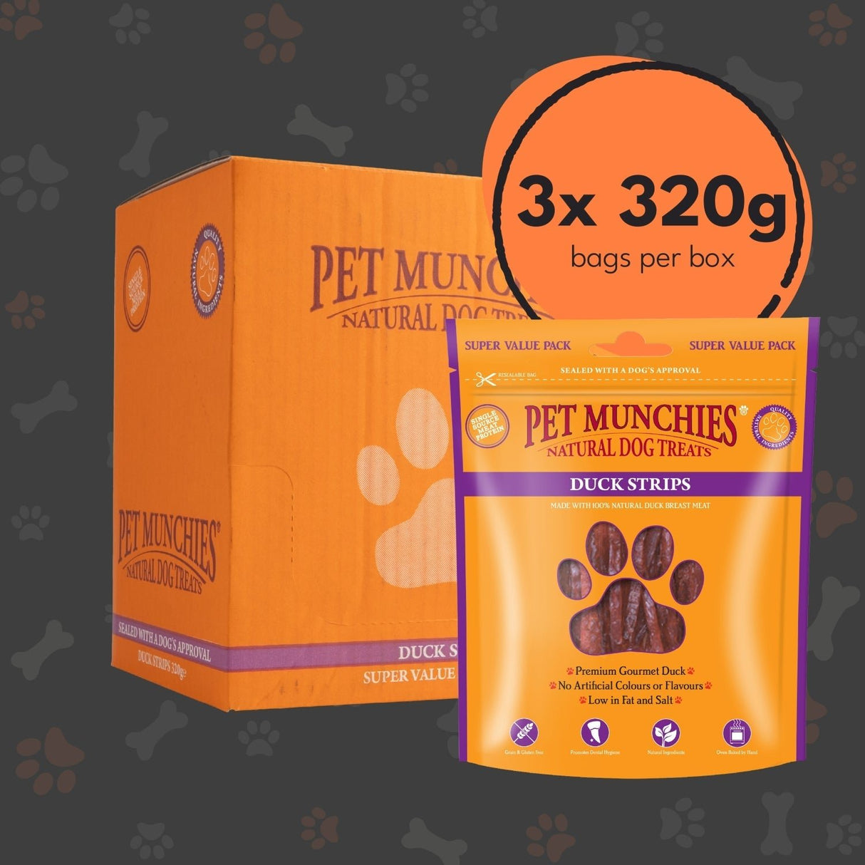 Pet Munchies Duck Strips Treats for Dogs - 3 x 320g, Pet Munchies,