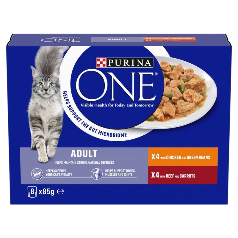 PURINA ONE Mini Fillets Chicken and Beef Wet Adult Cat Food - 40 x 85g, Purina One,