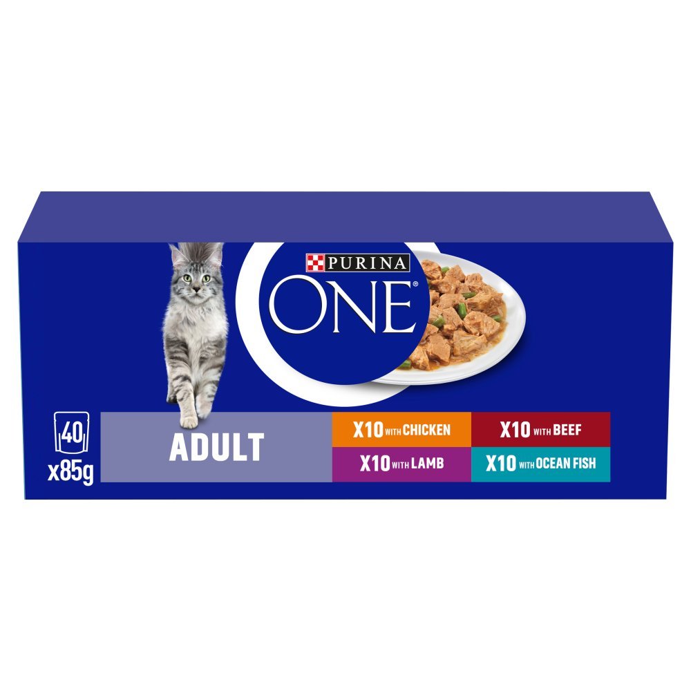 PURINA ONE Mini Fillets Mixed Selection in Gravy Adult Wet Cat Food - 40 x 85g, Purina One,