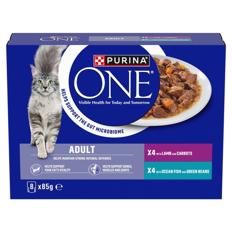 PURINA ONE Mini Fillets Ocean Fish and Lamb Wet Cat Food - 40 x 85g, Purina One,