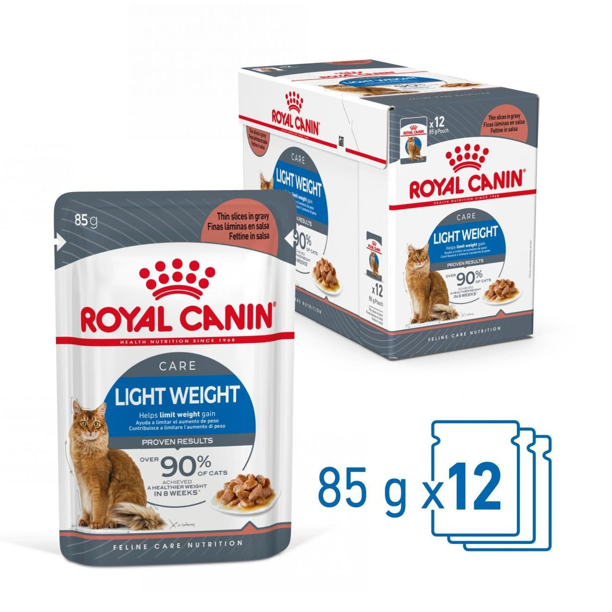 Royal Canin Light Weight Care Gravy Thin Slices In Gravy Wet Cat Food 12 x 85g, Royal Canin,