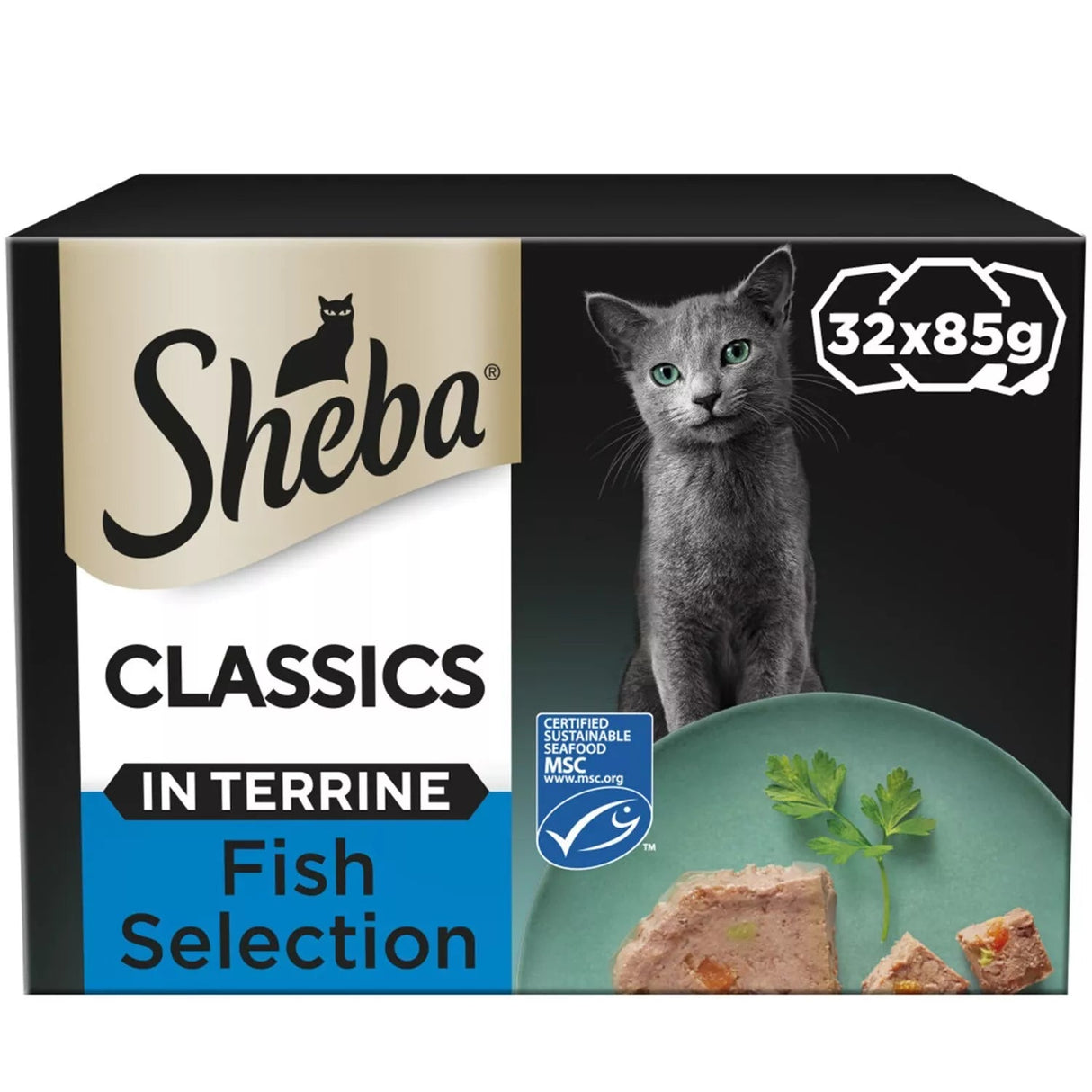 Sheba Classics Fish Selection in Terrine Trays Adult Cat Food - 32 x 85g, Sheba,