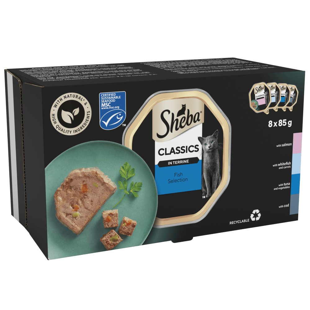 Sheba Classics Fish Selection in Terrine Trays Adult Cat Food - 4x (8x85g), Sheba,