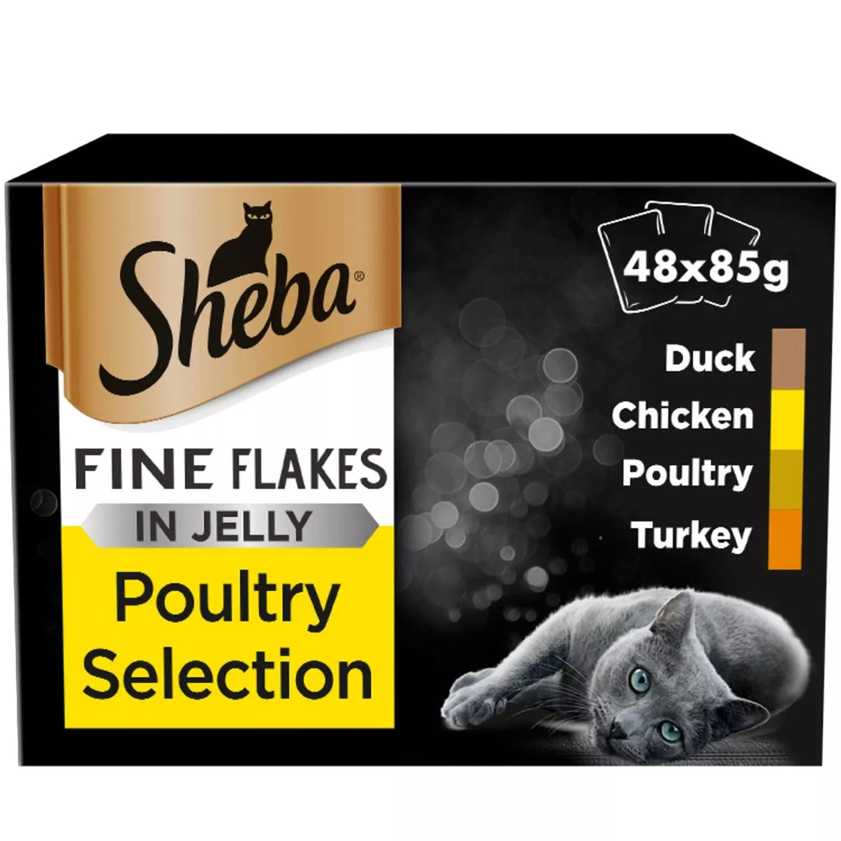 Sheba Fine Flakes Poultry Selection in Jelly Adult Cat Food - 48 x 85g, Sheba,