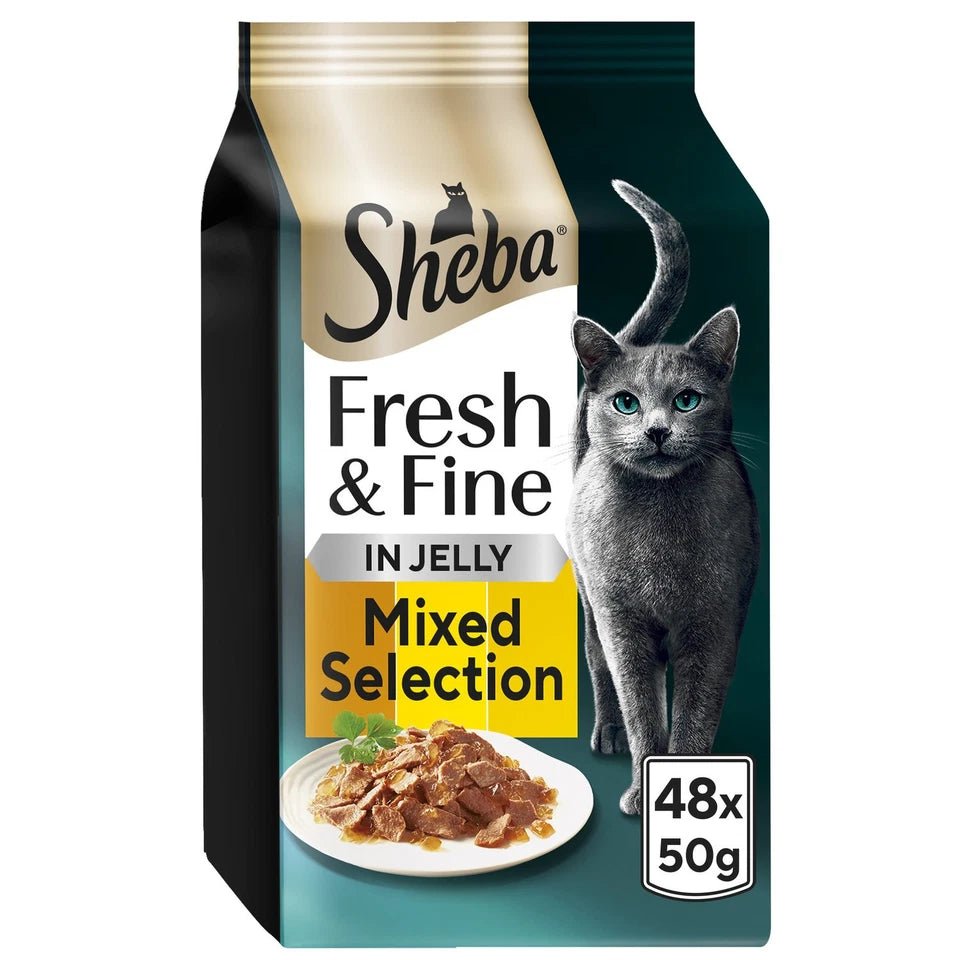 Sheba Fresh & Fine Adult Chicken & Turkey & Poultry in Jelly Pouches - 48 x 50g, Sheba,