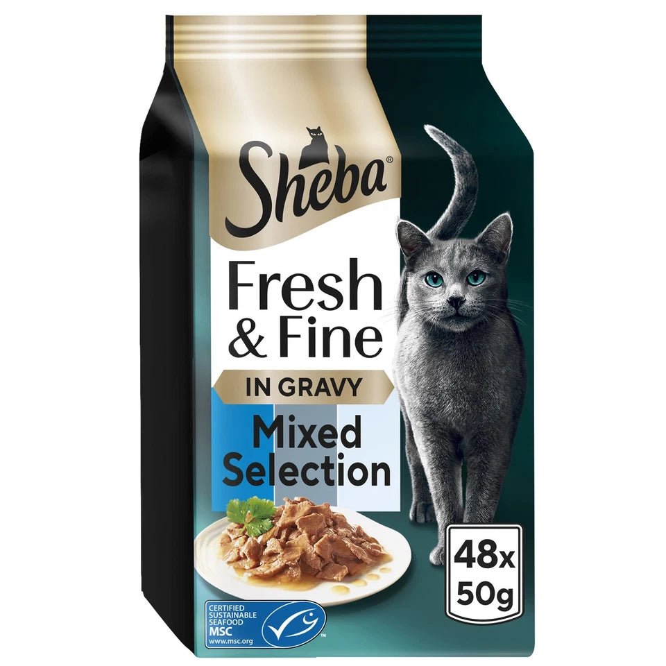 Sheba Fresh & Fine Adult Tuna & Cod & Whitefish in Gravy Pouches - 48 x 50g, Sheba,