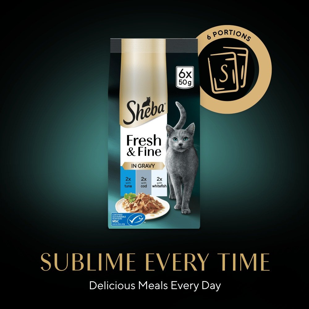Sheba Fresh & Fine Adult Tuna & Cod & Whitefish in Gravy Pouches - 48 x 50g, Sheba,