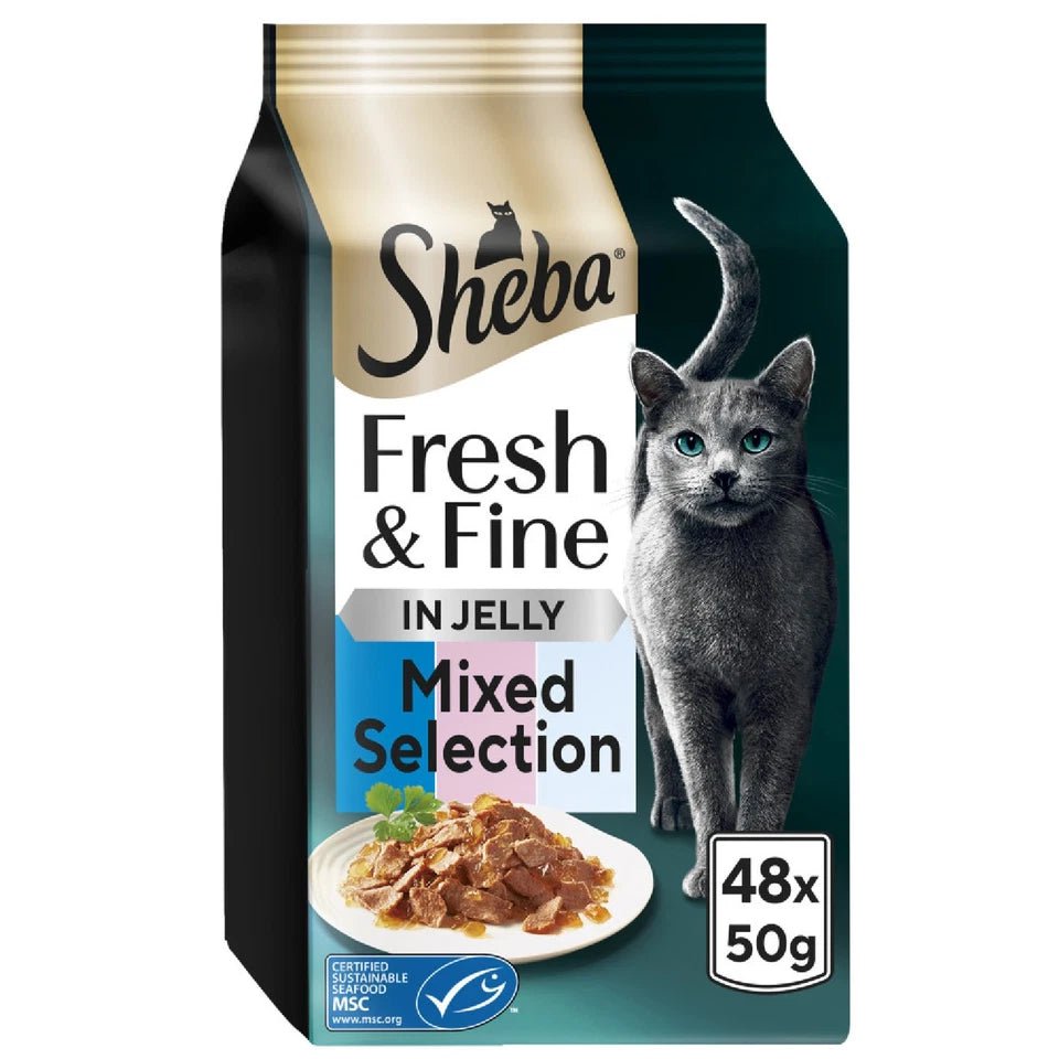 Sheba Fresh & Fine Adult Tuna & Salmon & Whitefish in Jelly Pouches - 48 x 50g, Sheba,