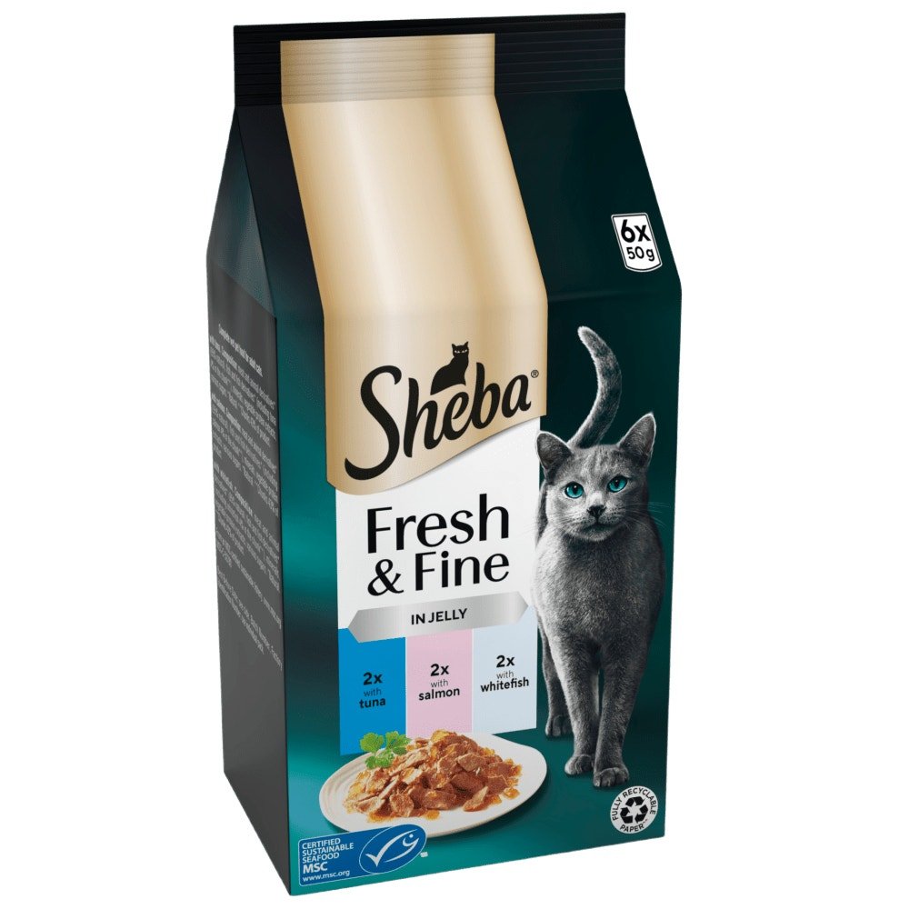 Sheba Fresh & Fine Adult Tuna & Salmon & Whitefish in Jelly Pouches - 48 x 50g, Sheba,