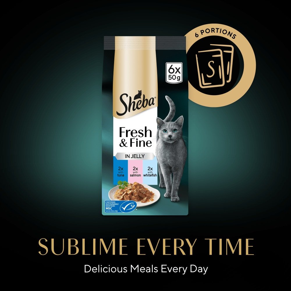 Sheba Fresh & Fine Adult Tuna & Salmon & Whitefish in Jelly Pouches - 48 x 50g, Sheba,