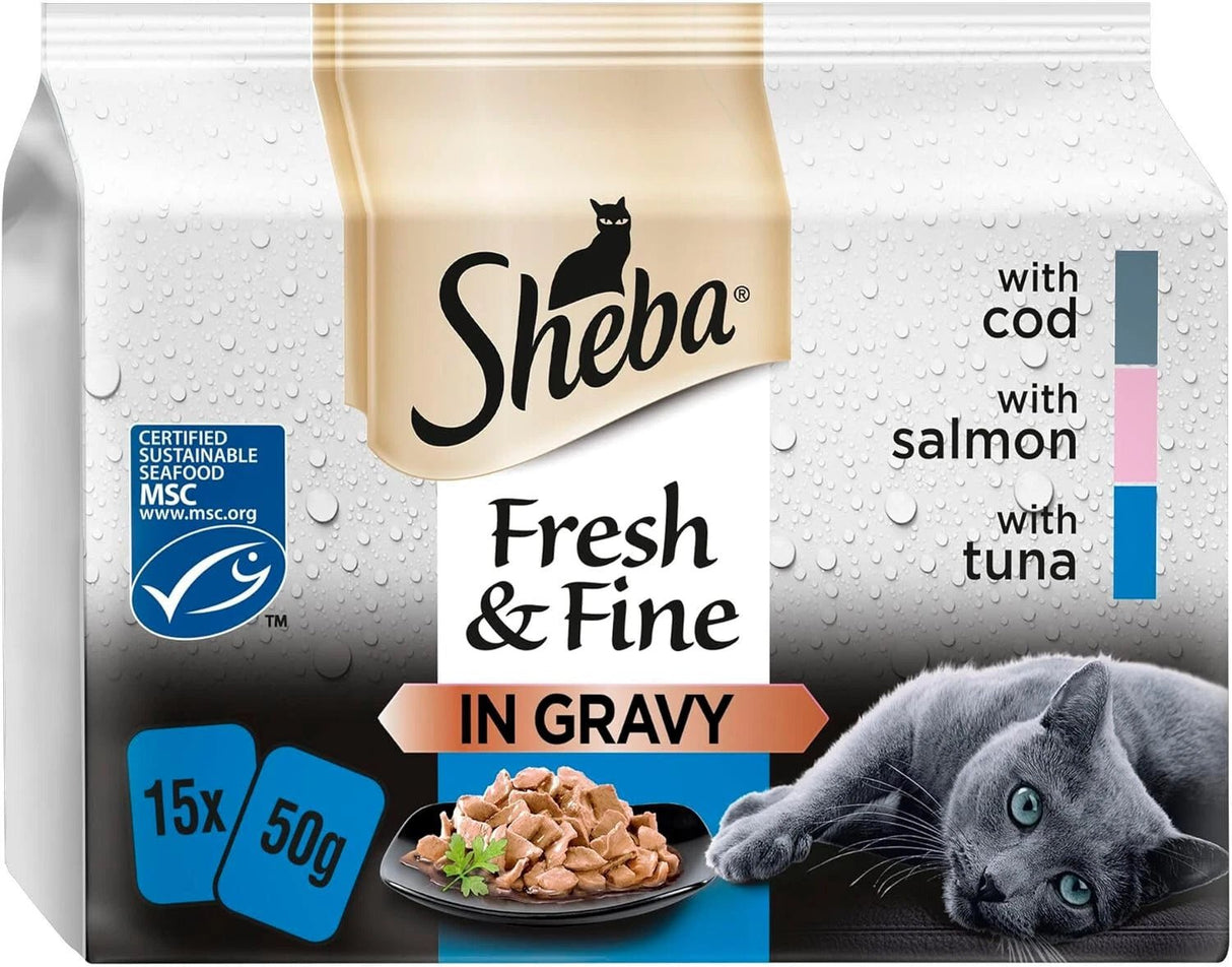 Sheba Fresh & Fine Fish Selection in Gravy Pouches - 45 x 50g, Sheba,