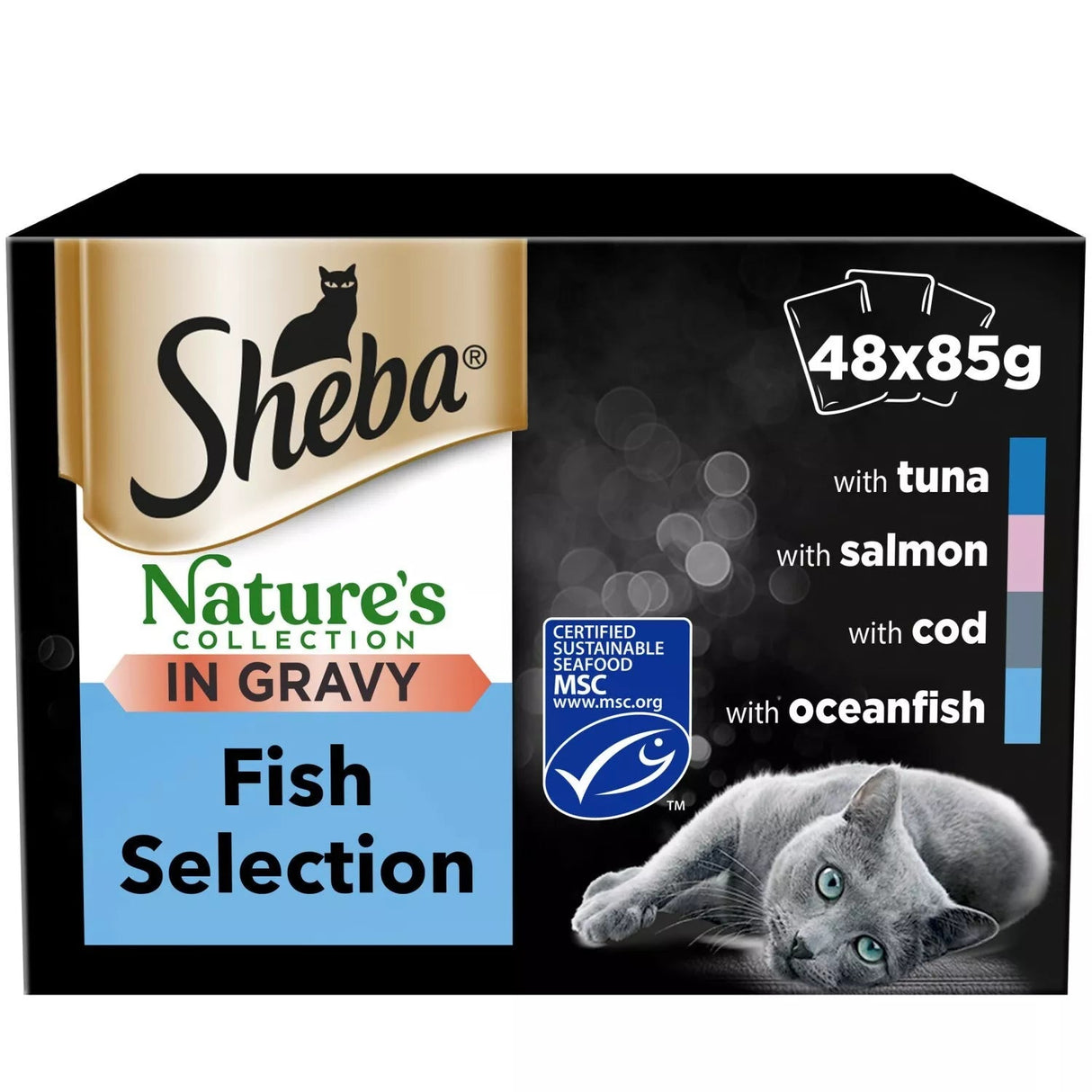 Sheba Nature's Collection Fish Selection in Gravy Pouches - 48 x 85g, Sheba,