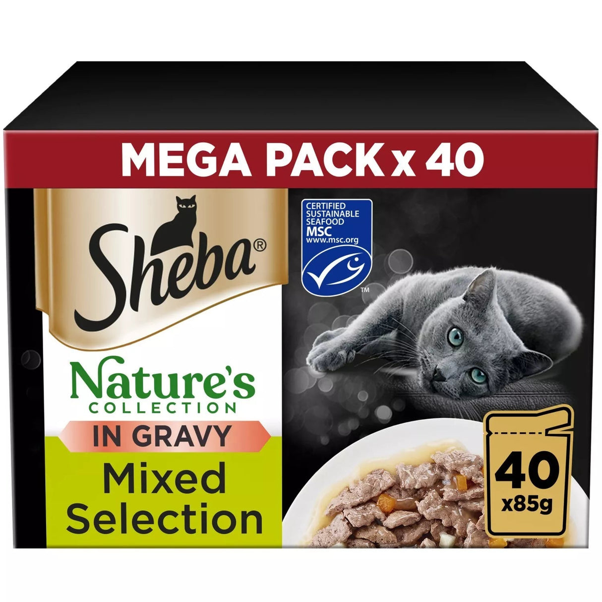 Sheba Nature's Collection Mixed Selection in Gravy Pouches - 40 x 85g, Sheba,