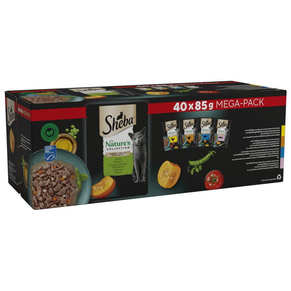 Sheba Nature's Collection Mixed Selection in Gravy Pouches - 40 x 85g, Sheba,