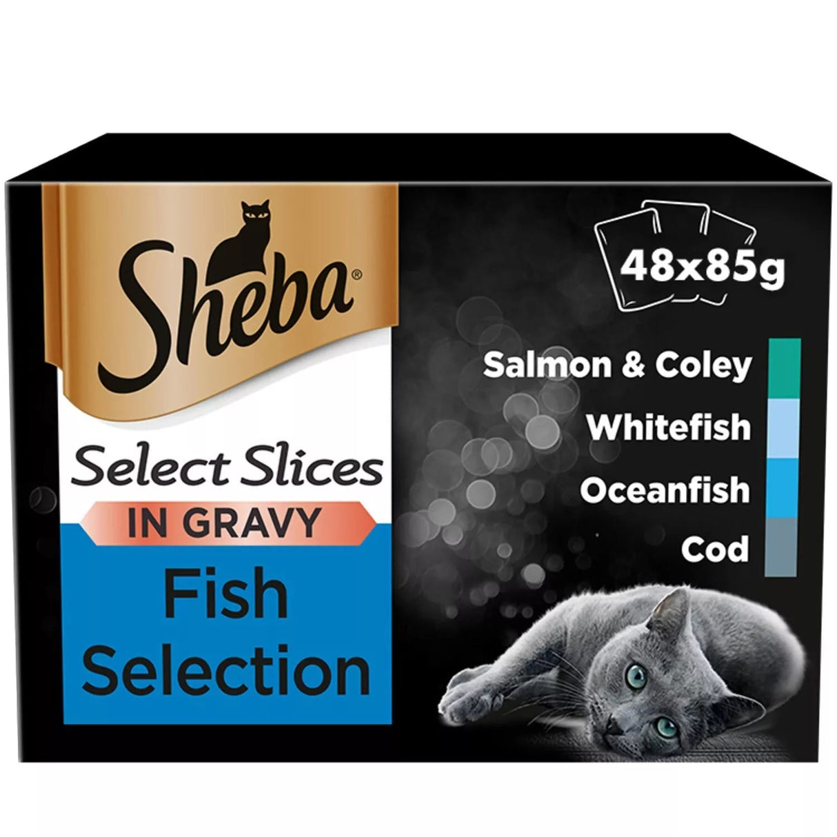 Sheba Select Slices Fish Selection in Gravy Adult Cat Food - 48 x 85g Pouches, Sheba,