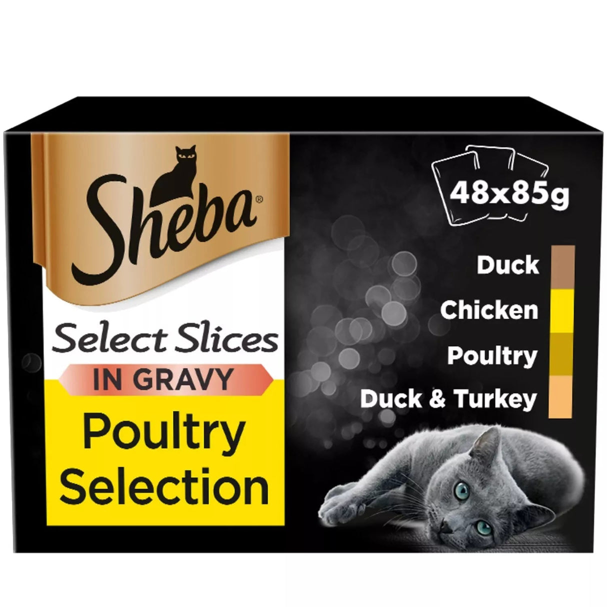 Sheba Select Slices Poultry Selection in Gravy Adult Wet Cat Food - 48 x 85g, Sheba,