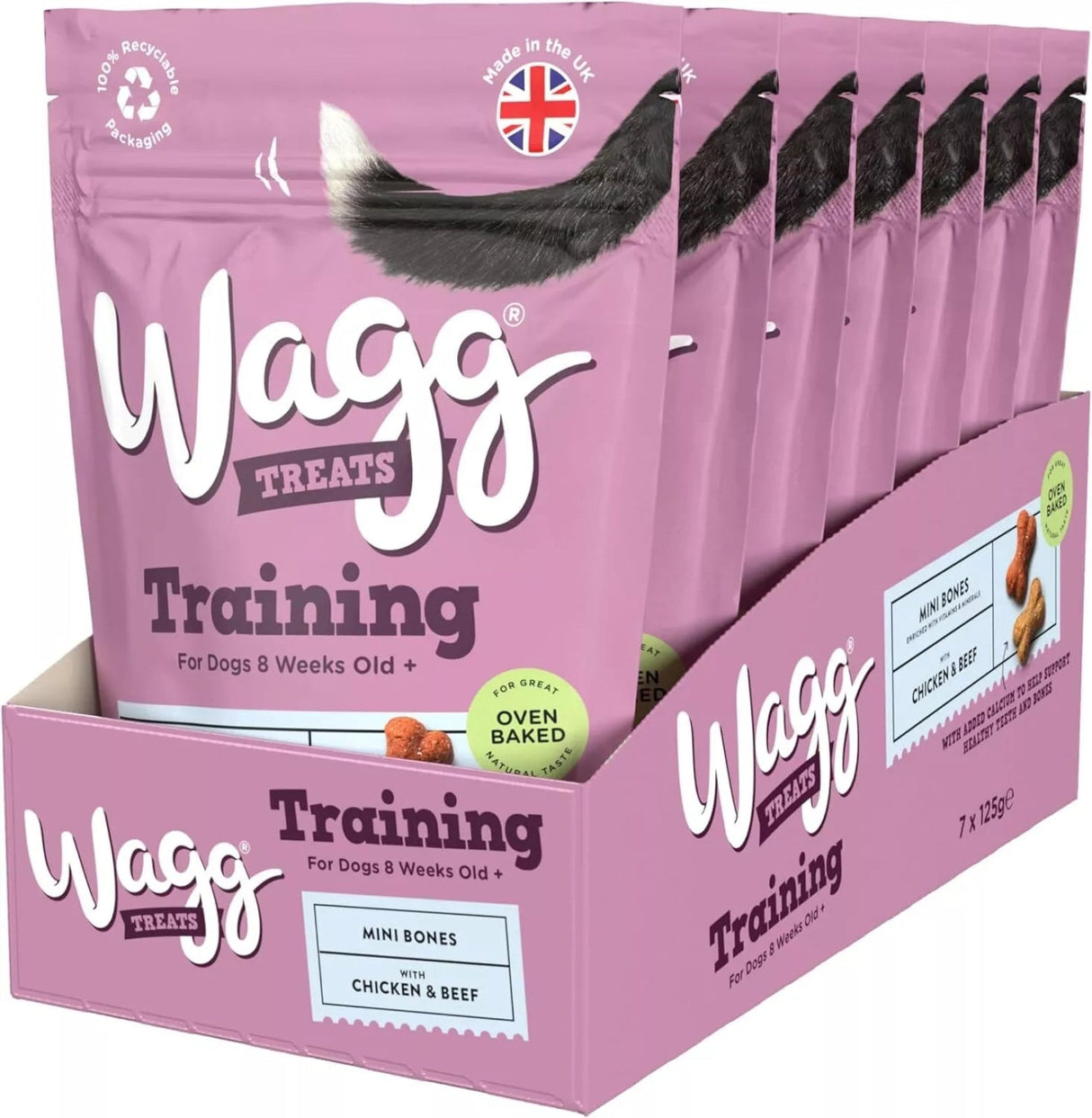 Wagg Mini Bones with Chicken & Beef Dog Training Treats - 7 x 125g, Wagg,
