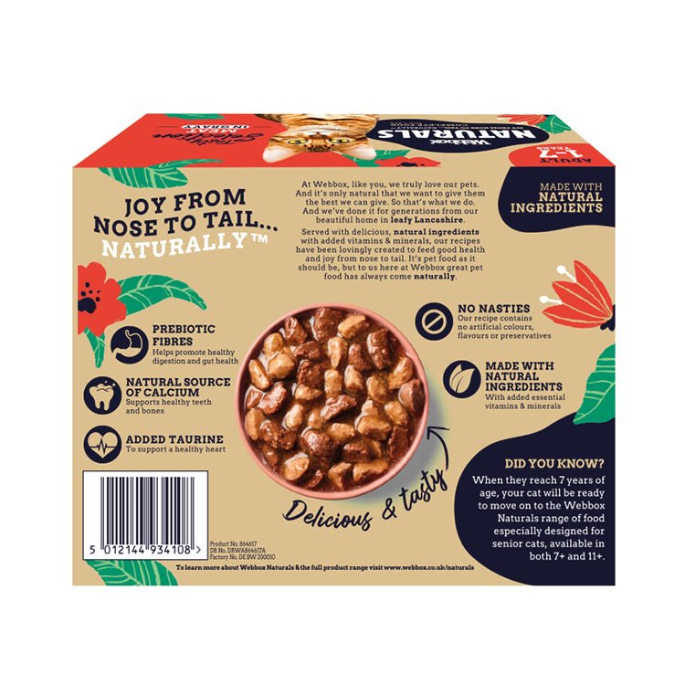 Webbox Naturals Adult Cat Meat Selection in Gravy Pouches - 56 x 100g, Webbox,