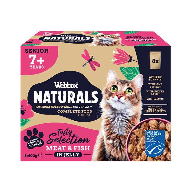 Webbox Naturals Senior Cat 7+ Meat & Fish Selection in Jelly - 56 x 100g, Webbox,