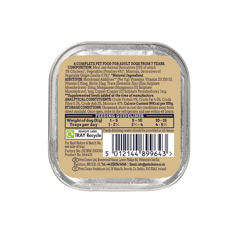 Webbox Naturals Senior Pate with Chicken & Potato Wet Dog Food - 11 x Alus, Webbox,