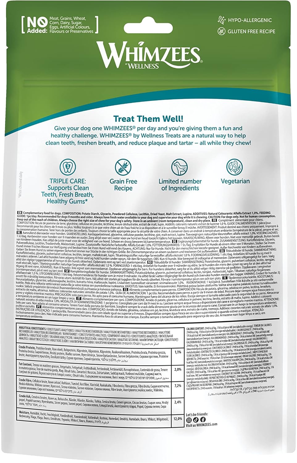 Whimzees Large Alligator Dental Dog Treat Chew - 6 x 6 Pack, Whimzees,