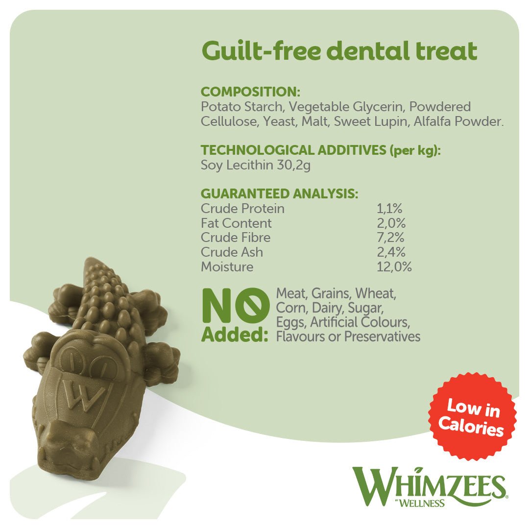 Whimzees Small Alligator Daily Dental Treat For Dogs - 24 pack x 6, Whimzees,