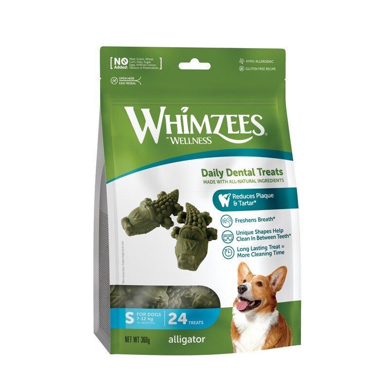 Whimzees Small Alligator Daily Dental Treat For Dogs - 24 pack x 6, Whimzees,