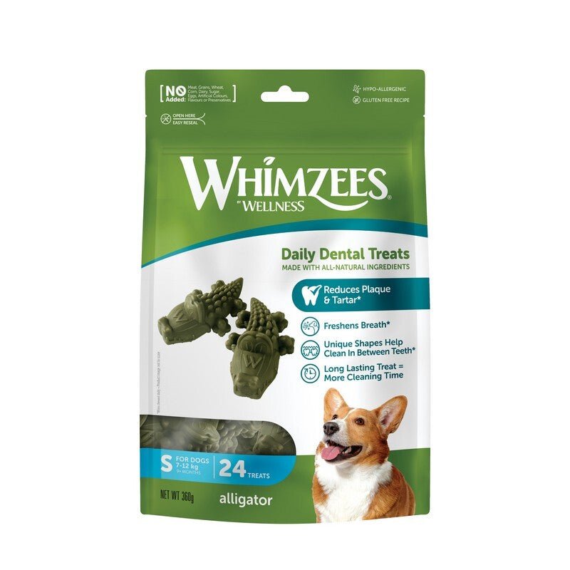 Whimzees Small Alligator Daily Dental Treat For Dogs - 24 pack x 6, Whimzees,