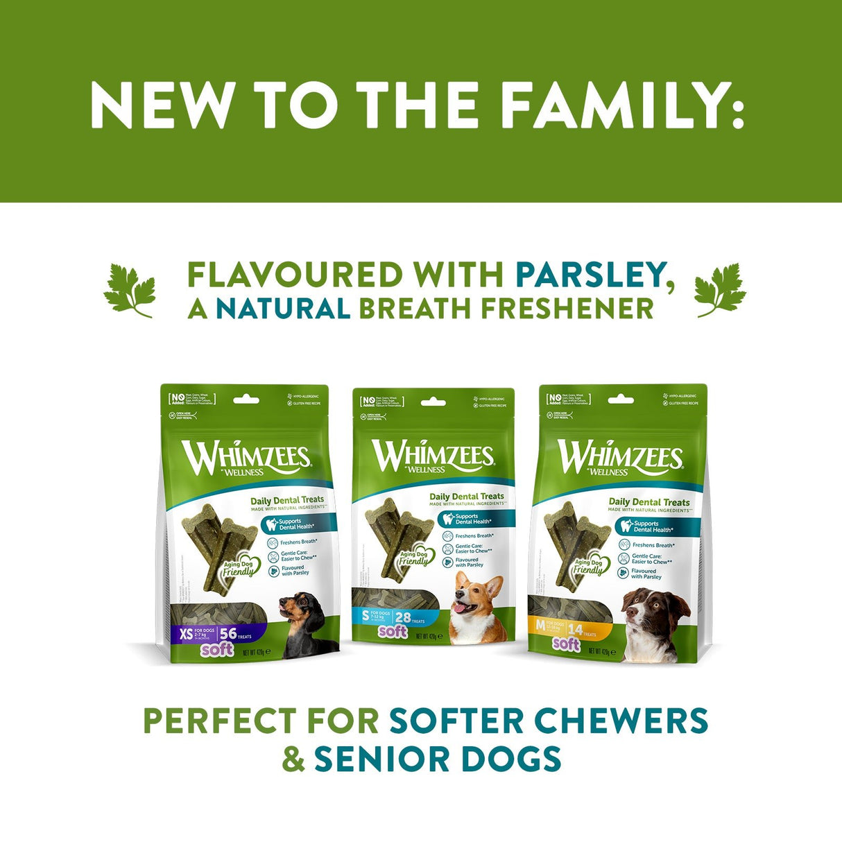 Whimzees Soft Daily Dental Treats for Dogs, Whimzees, M x 6 Bags