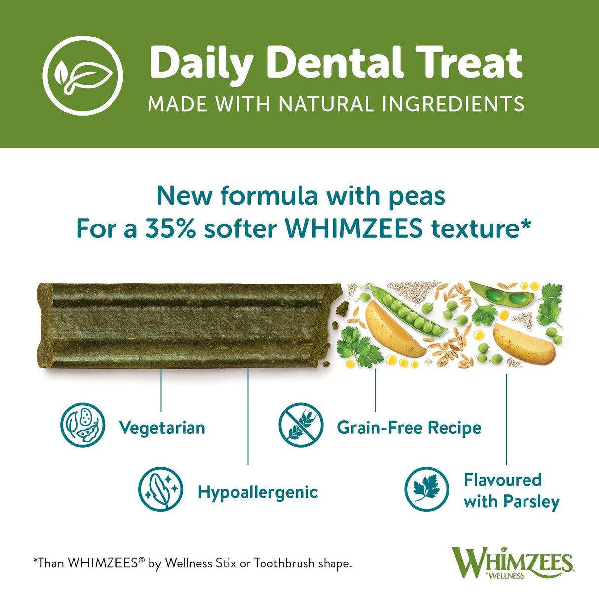 Whimzees Soft Daily Dental Treats for Dogs, Whimzees, M x 6 Bags