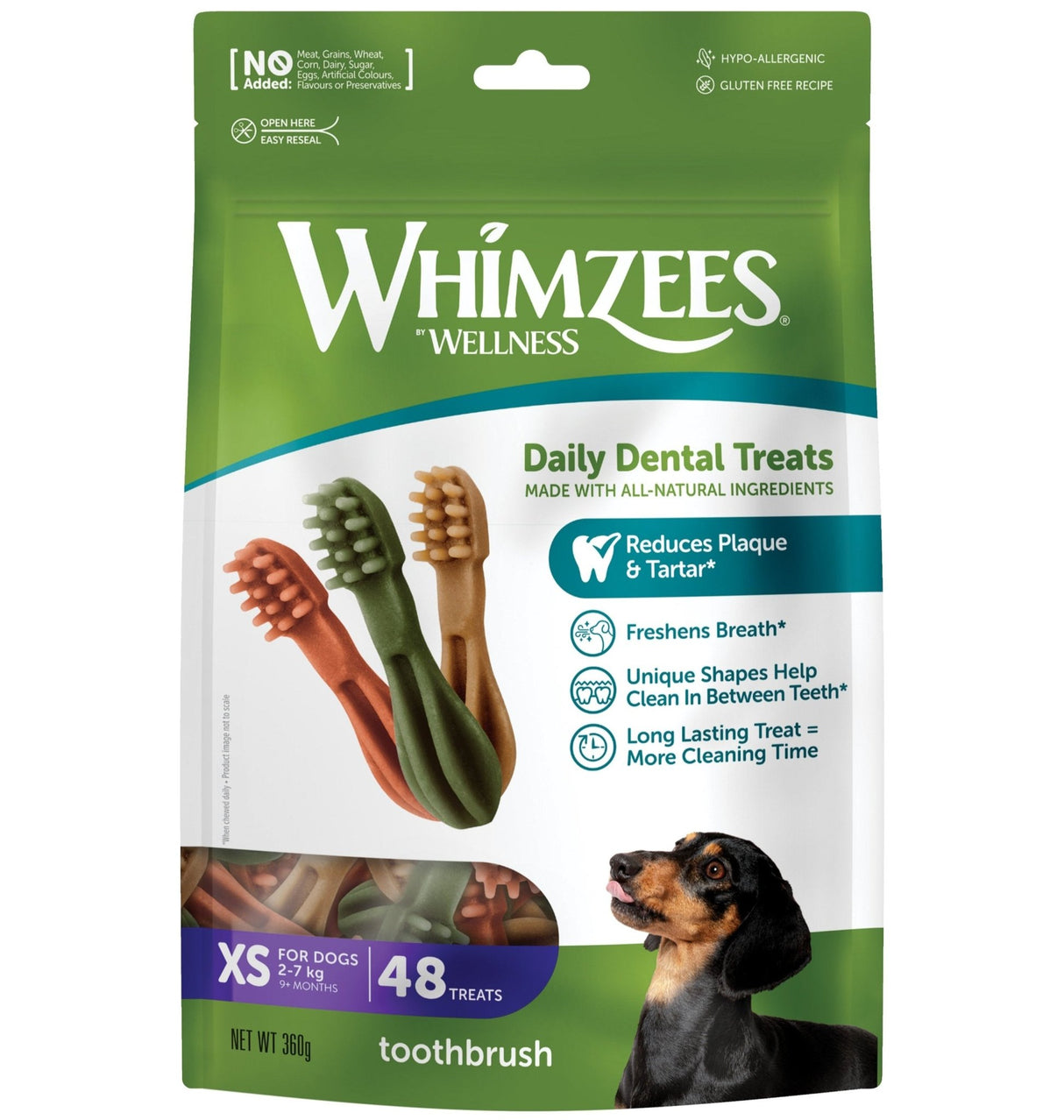 Whimzees Toothbrush XS - 6 x 48 Treat Bag, Whimzees,