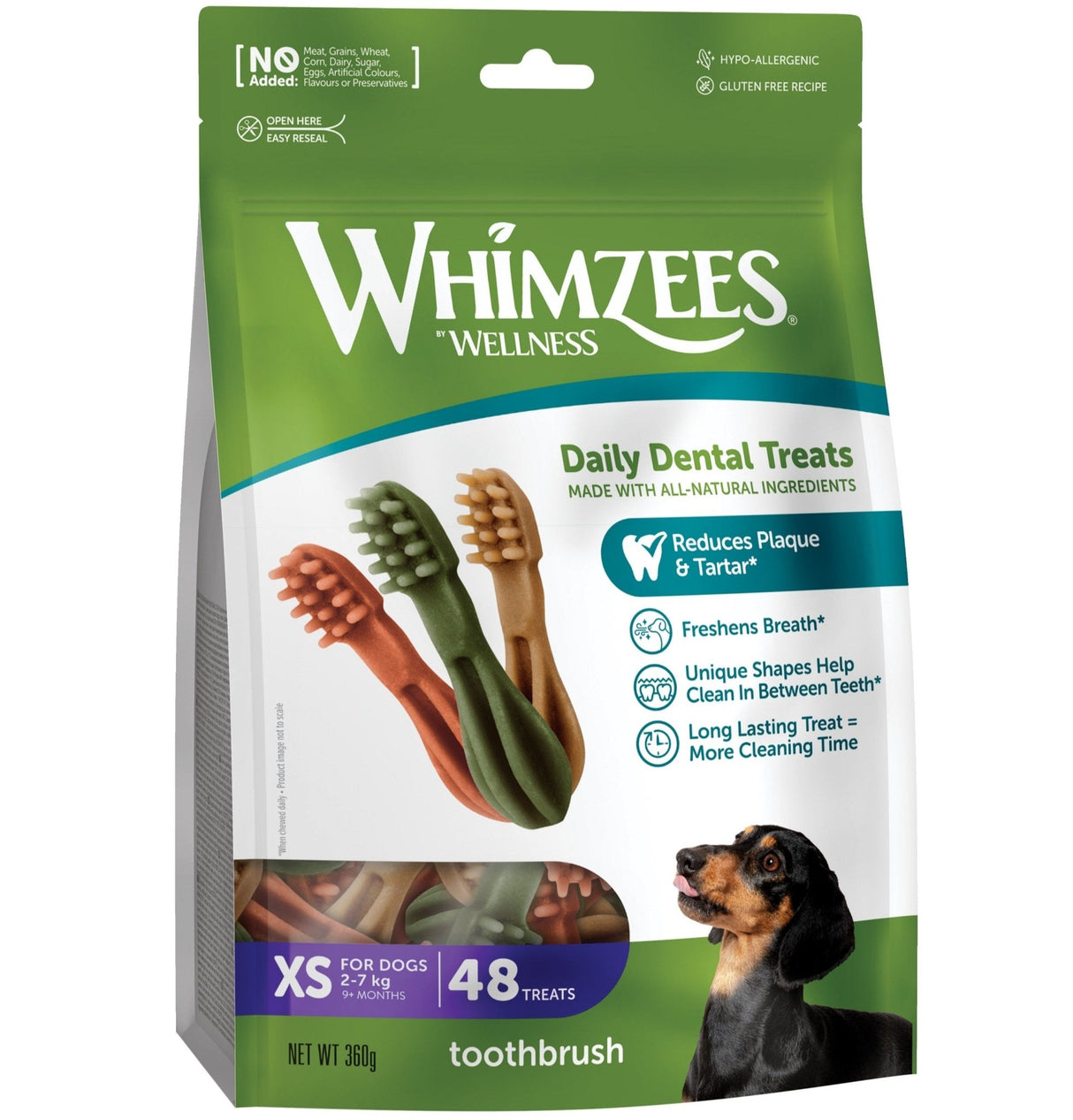 Whimzees Toothbrush XS - 6 x 48 Treat Bag, Whimzees,