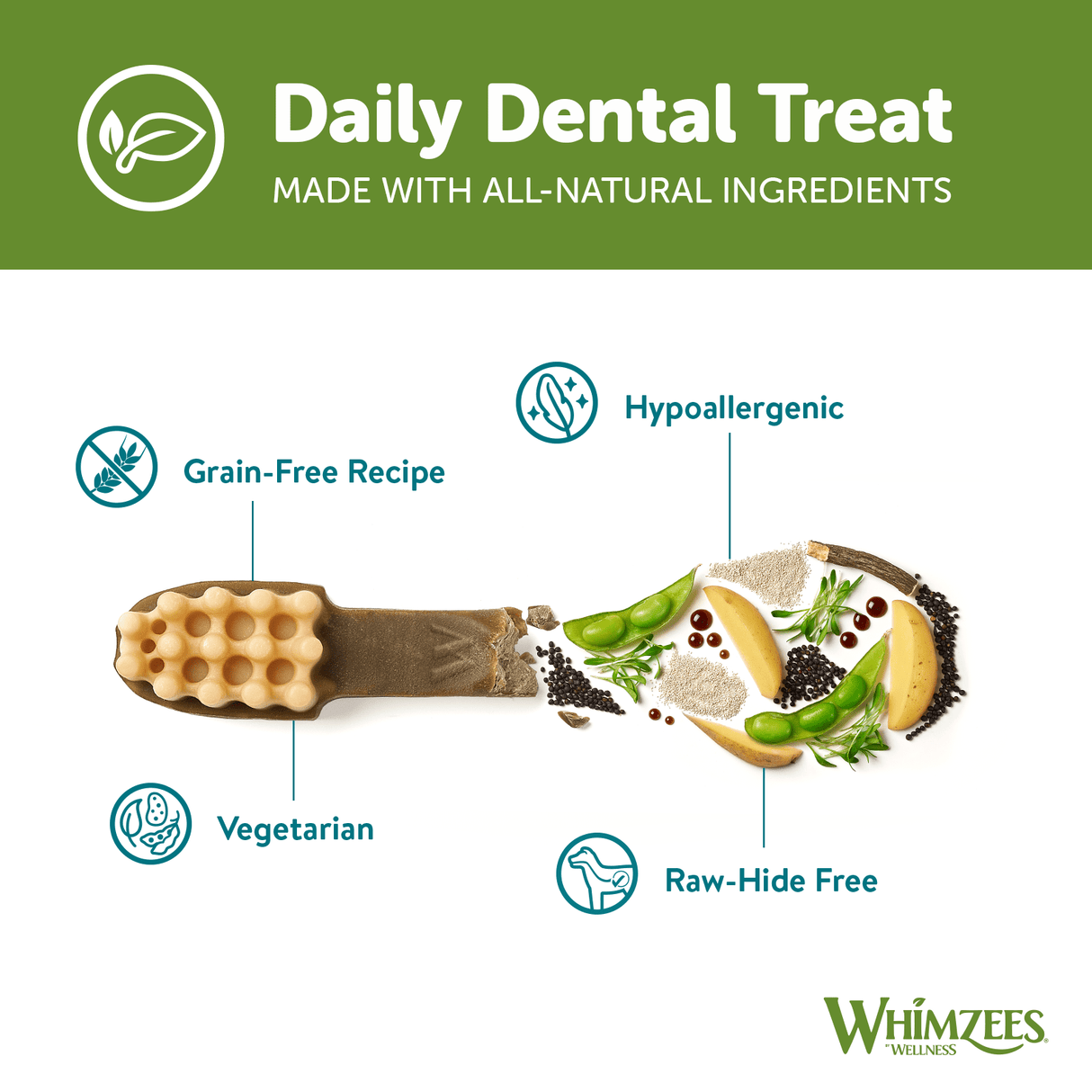 Whimzees Toothbrush XS - 6 x 48 Treat Bag, Whimzees,