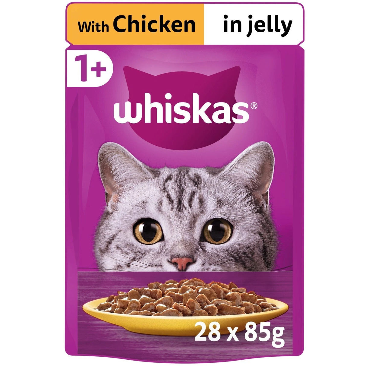 Whiskas 1+ Adult Wet Cat Food Chicken in Jelly Pouches - 28 x 85g, Whiskas,