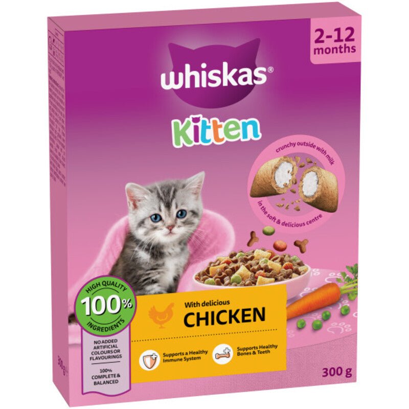 Whiskas Cat Dry with Chicken 2 - 12 Months Kitten Food, Whiskas, 6 x 300g