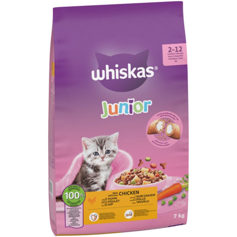 Whiskas Cat Dry with Chicken 2 - 12 Months Kitten Food, Whiskas, 7 kg
