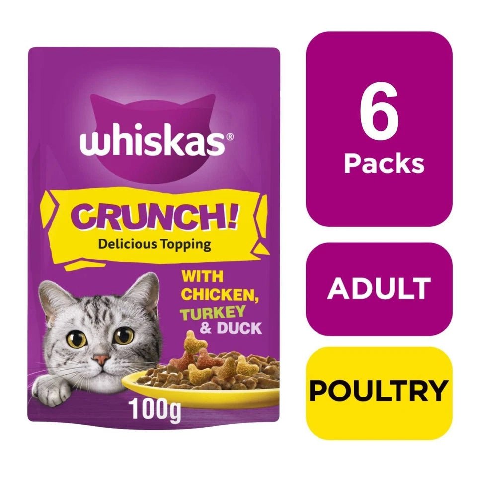 Whiskas Crunch Tasty Topping Adult Cat Treat Biscuits - 6 x 100g, Whiskas,