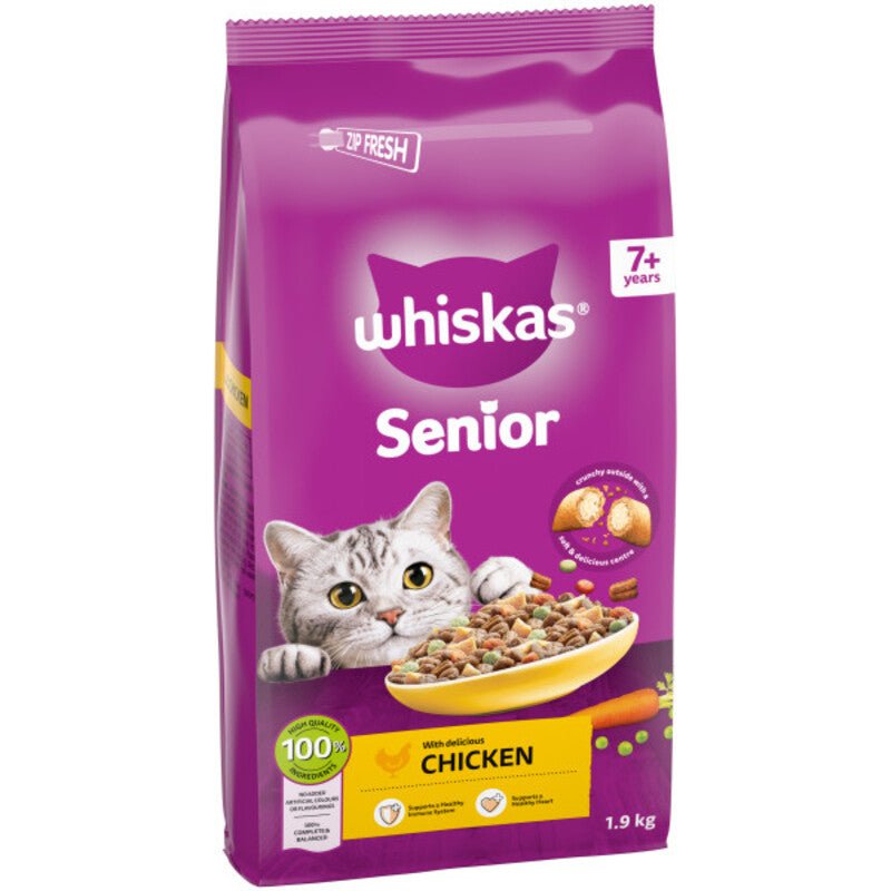 Whiskas Senior 7+ Dry with Chicken Cat Food, Whiskas, 1.9 kg