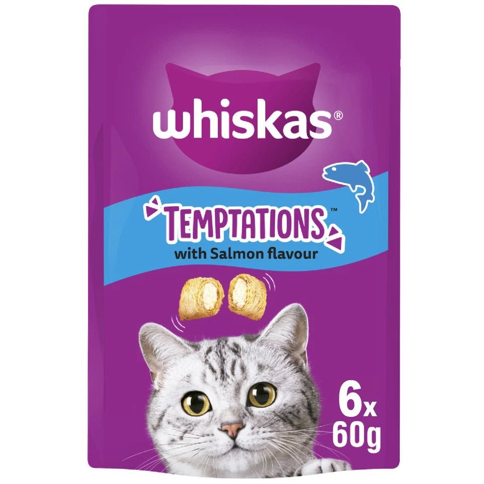Whiskas Temptations with Salmon Adult Cat Treats - 6 x 60g, Whiskas,
