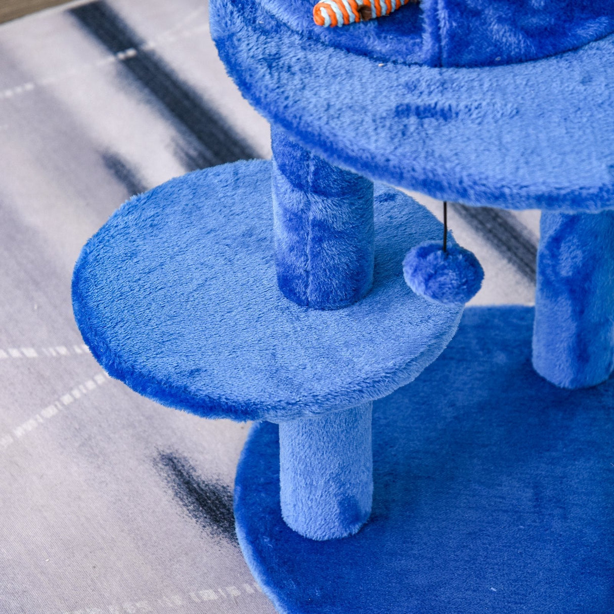 104cm Cat Tree Tower with Condo, Perch & Scratch Posts, PawHut, Blue