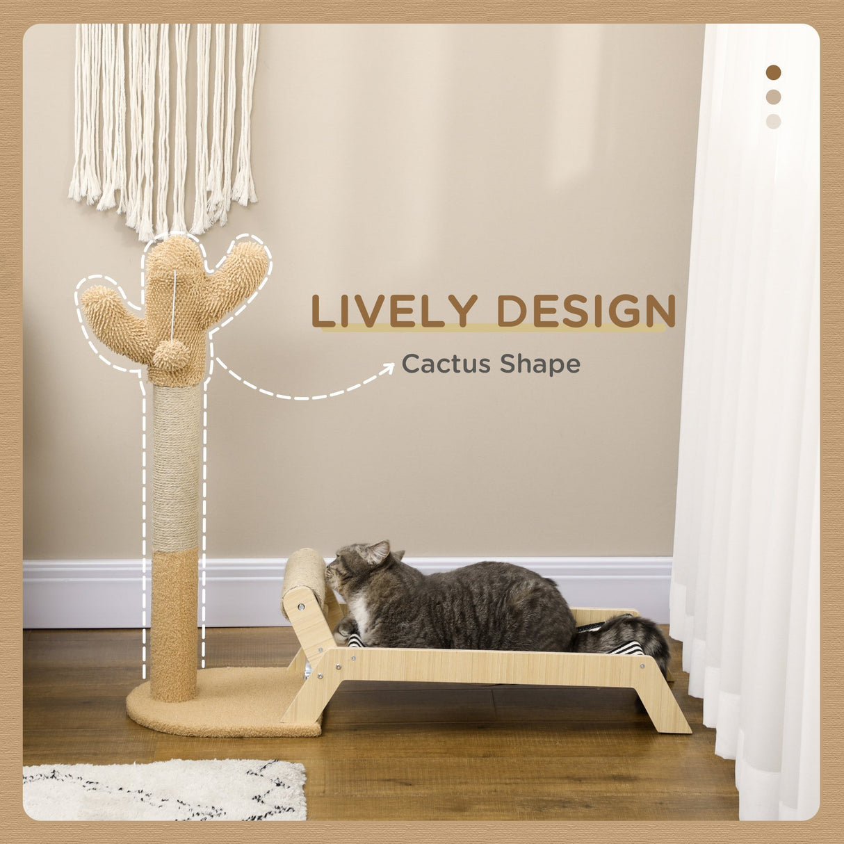 2 in 1 Cat Scratching Post with Bed, Cat Condo, Tree Tower with Cactus Post, Hammock Bed for Indoor Cats and Kittens - Brown, PawHut,