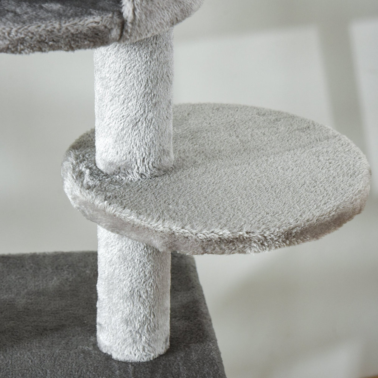 255cm Floor To Ceiling Cat Tree for Indoor Cats Climber Scratching Post Adjustable Height Play Tower Removable Cover Grey, PawHut,