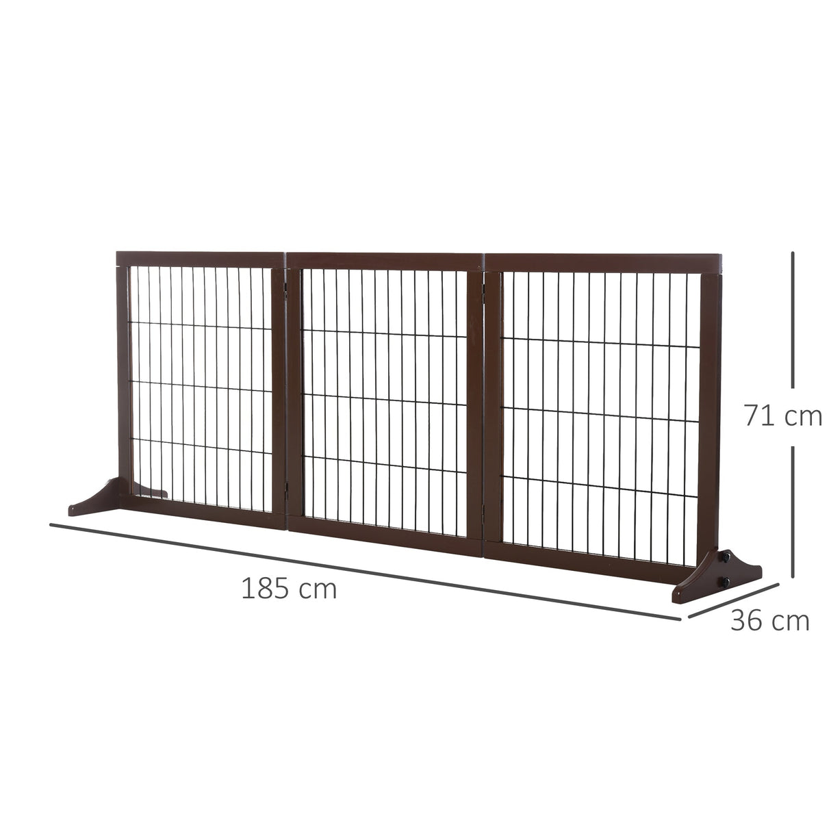 3 Panel Pet Gate Pine Frame Indoor Foldable Dog Barrier w/Supporting Foot Dividing Line Aisles Stairs, PawHut,