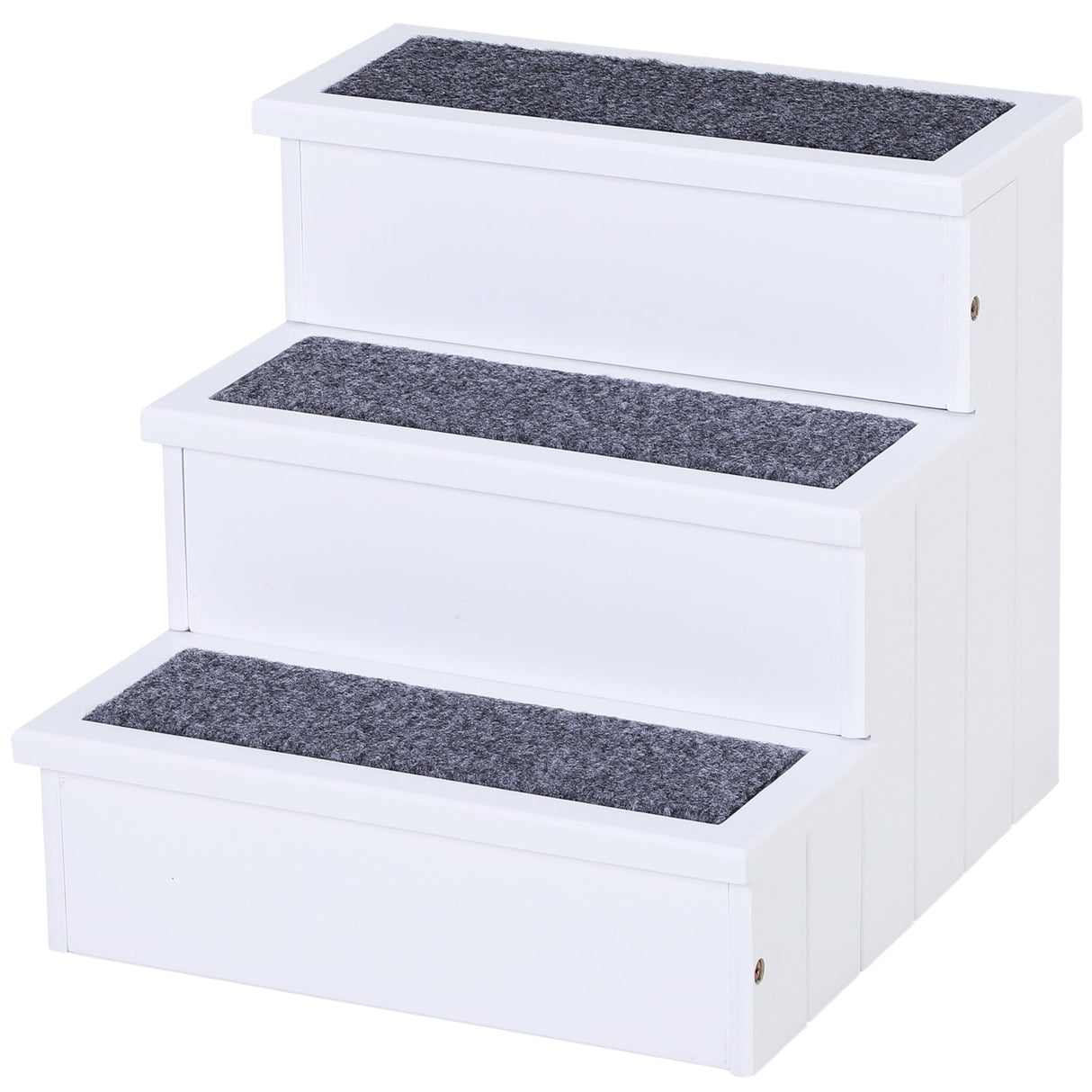 3 Step Wooden Dog Steps Pet Stairs for Dogs, Cat Ladder for Bed Couch with Storage, PawHut, Grey